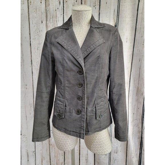 LM Women's Size 38 Marc Aurel Charcoal Grey Corduroy Basic Jacket Lightweight - Picture 1 of 8